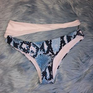 Blue snake print bikini bottom